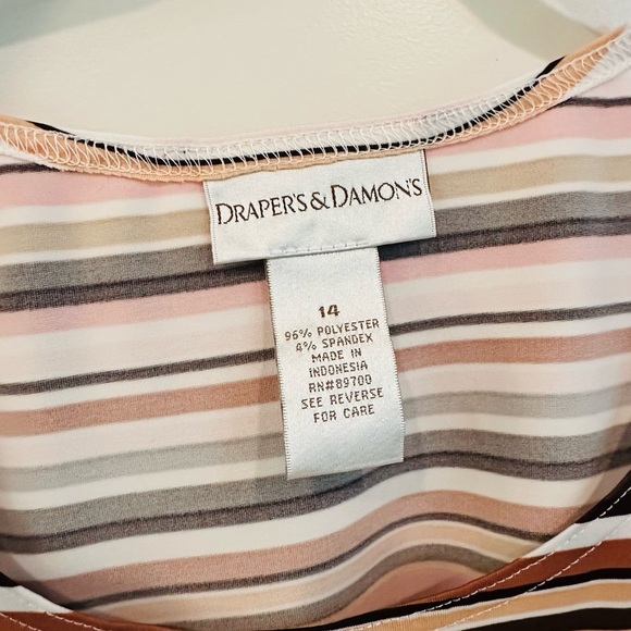 Pink and Black Striped Tank Top with Rounded Neckline - Picture 2 of 2